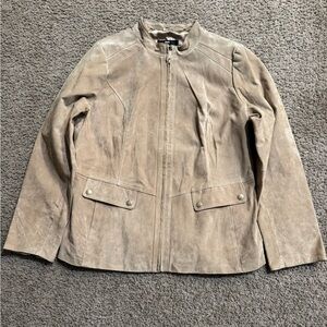 Dennis Basso Women's Beige Leather Jacket